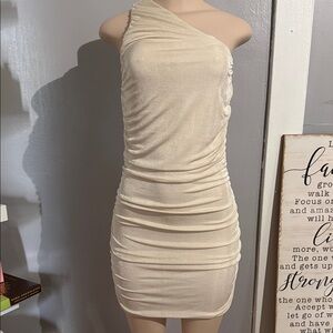 Elegant Cream One-Shoulder Dress